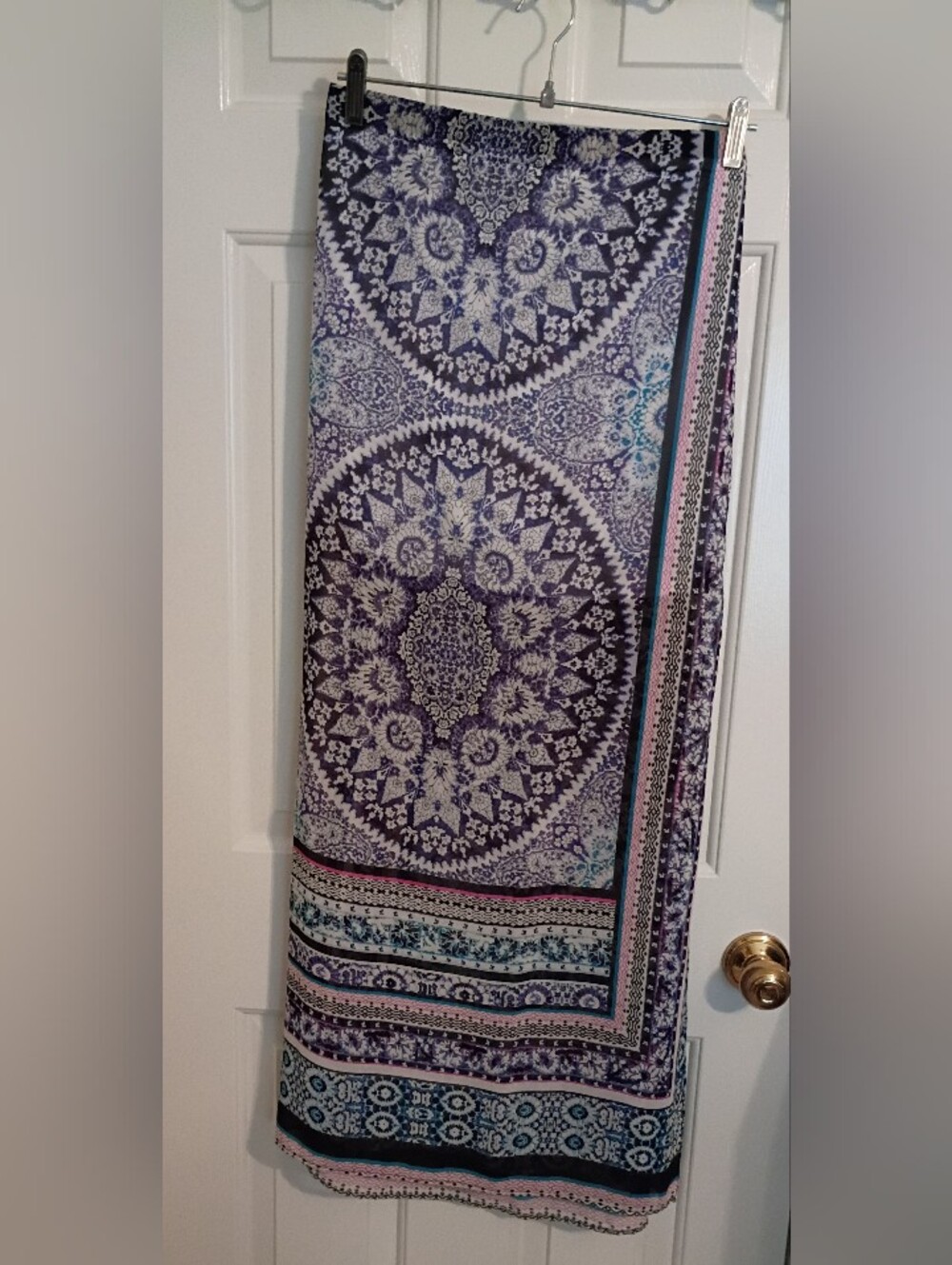Express Purple & White Boho Print Maxi Skirt Size M